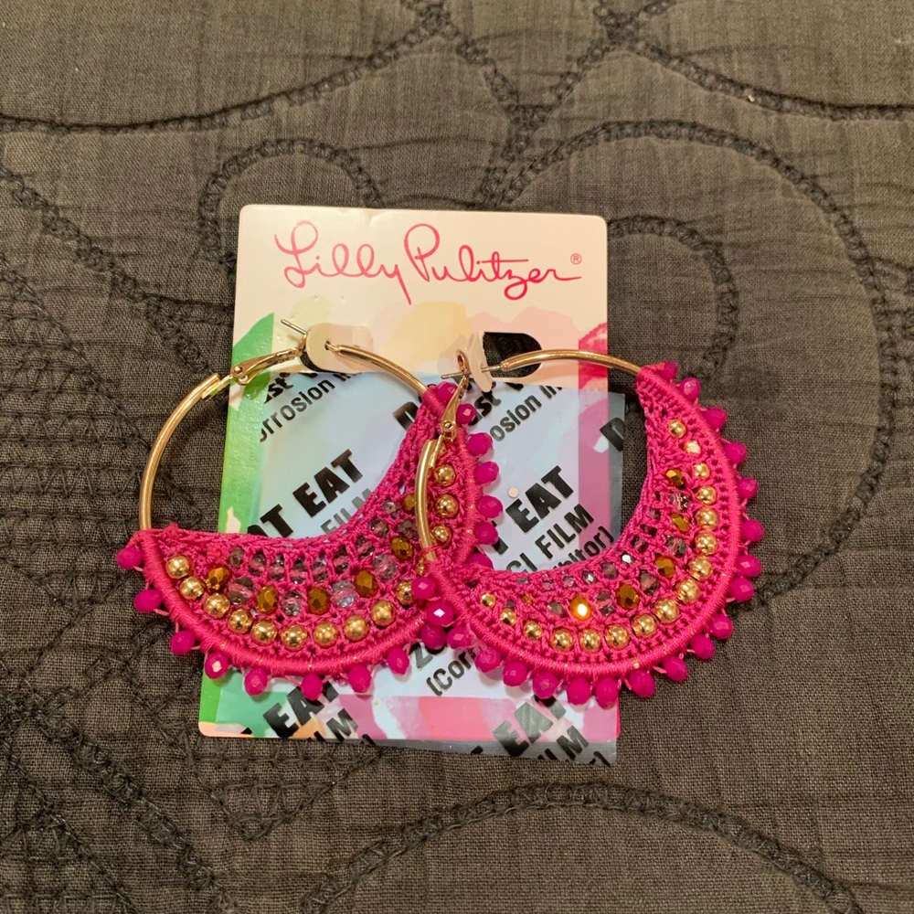 Pink hoop earrings, Lilly Pulitzer